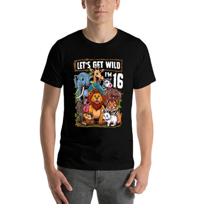 16 Year Old Zoo Birthday Safari Jungle Animals 16th Birthday  Trendy Pattern T-Shirt