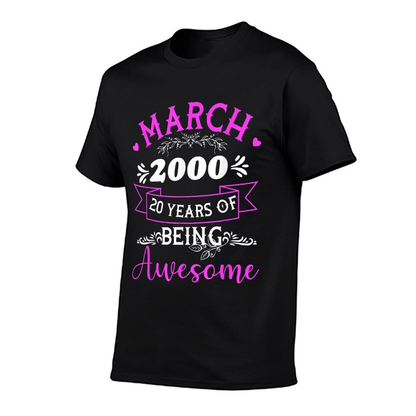 March 2000 20 Years of Being Awesome Costume 20th Birthday  Ribbed Collar T-Shirt
