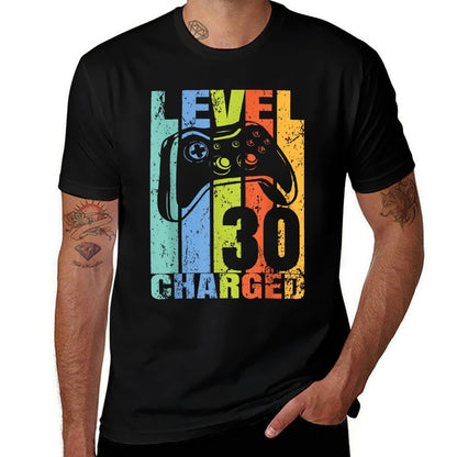 Level 30 Charged Birthday Decor For 30 Year Video Gamer  Lightweight T-Shirt