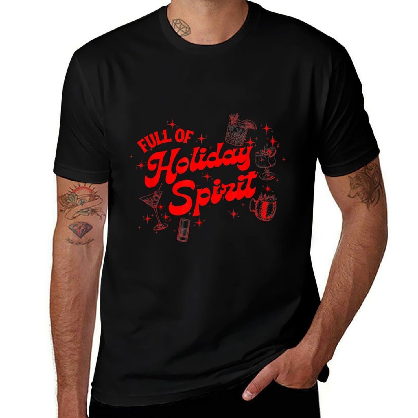 Funny Xmas Cocktail Vintage Full Of Holiday Spirit Gifts  Polyester Blend T-Shirt