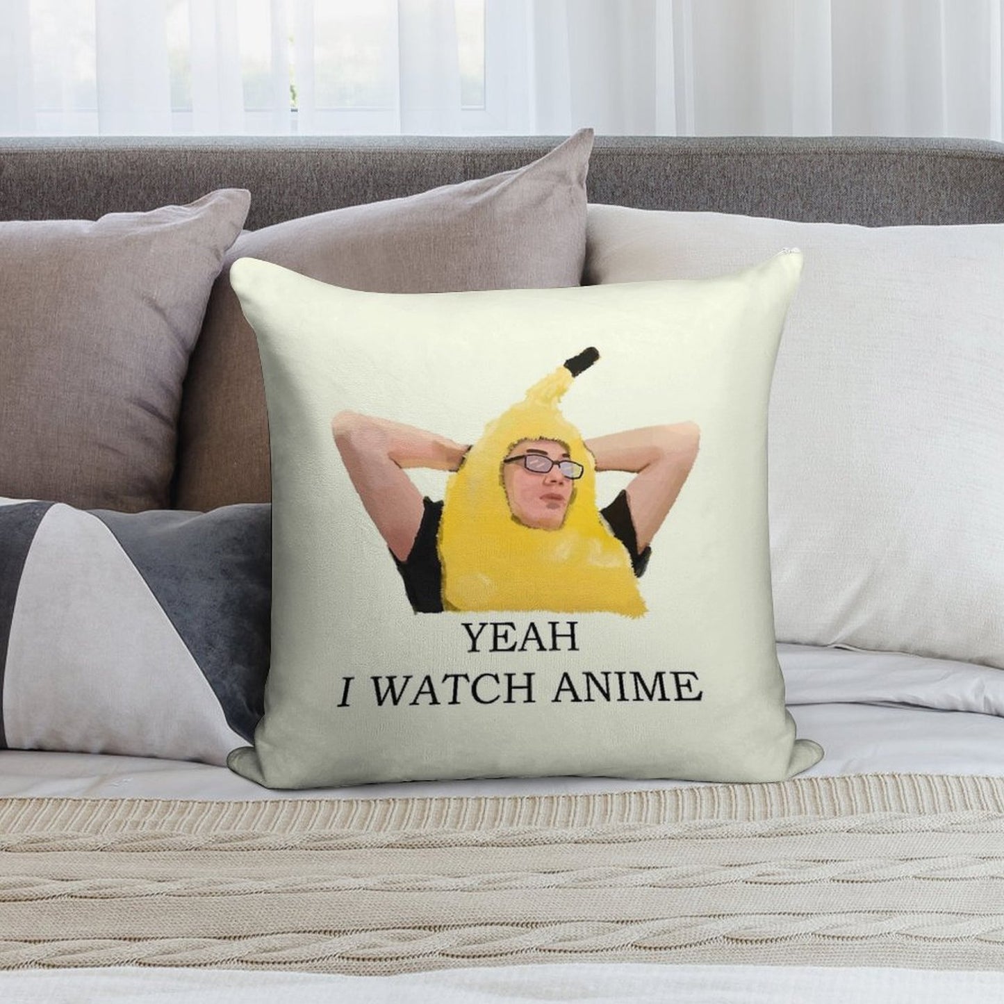 Copy of Discord Moderator - Yeah I Watch Anime Soft Style Accent Throw Pillow