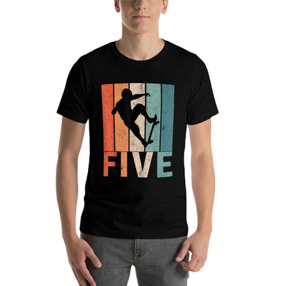 5th Birthday Retro Skateboard Skater Boys Kids 5 Years Old  Relaxed-fit T-Shirt