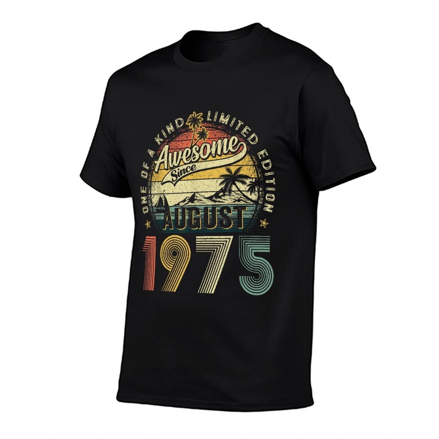 50 Years Old Vintage August 1975 Retro 50th Birthday Men Dad  Wrinkle-resistant T-Shirt