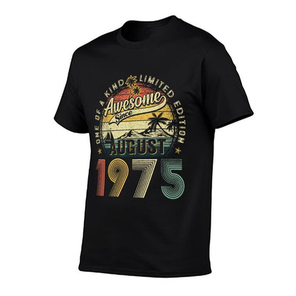 50 Years Old Vintage August 1975 Retro 50th Birthday Men Dad  Wrinkle-resistant T-Shirt