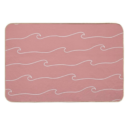 Waves & Lines - Pattern - Dusty Pink  Long-Lasting Bath Mat