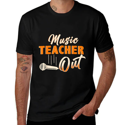 Retired Music Teacher Out Mic Drop Musician Retirement  Polyester Blend T-Shirt