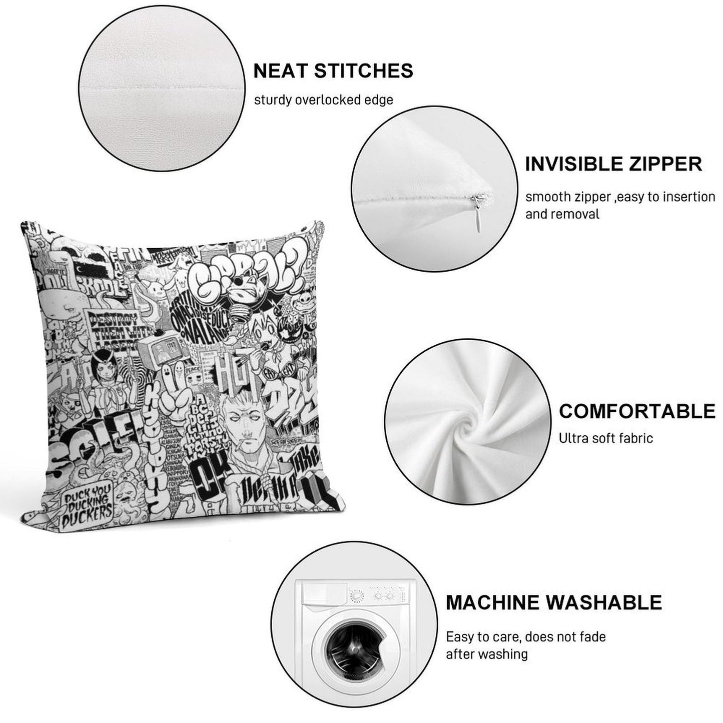 DzyMess No.9 Death & Taxes Soft Gift Ready Throw Pillow