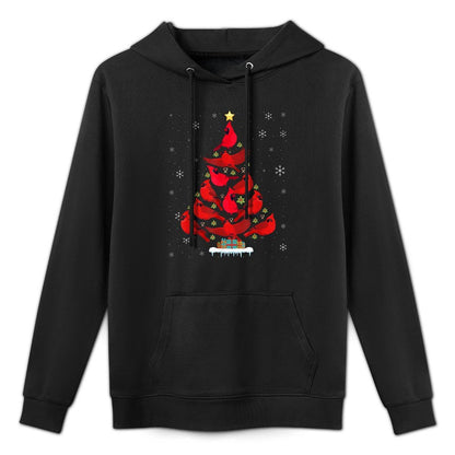 Santa Cardinal Bird Christmas Tree Christmas Lights Lover Colorfast Hoodie