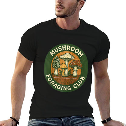 Mushroom Foraging Club Retro Badge Illustration Raglan Baseball  Polyester Blend T-Shirt