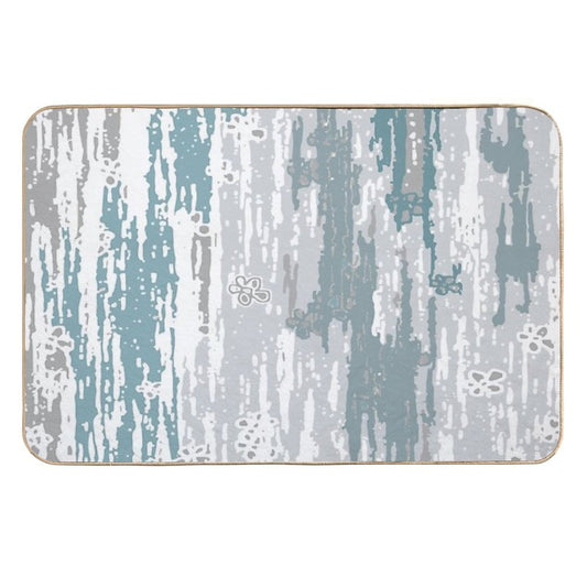 Blue Grey Abstract. Line. Minimal. Stripes. Grey. Blue. White.  Non-Slip Bath Mat