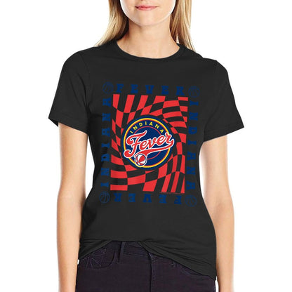 WNBA Indiana Fever Retro Wavy Checkerboard Easy-care T-Shirt