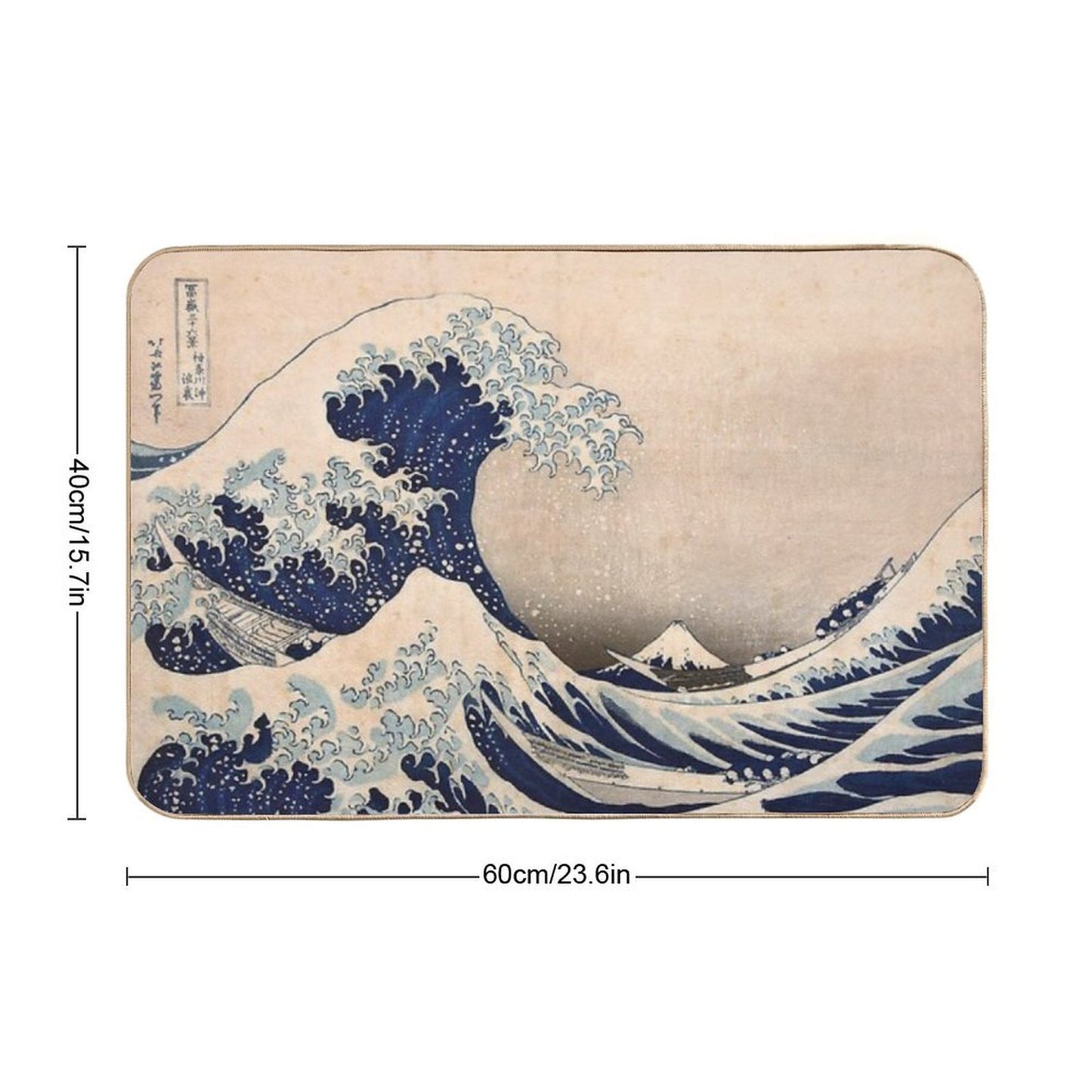 Classic Japanese Great Wave Off Kanagawa by Hokusai Wall Tapestry Traditional Version HD High Quality  Easy Maintenance Bath Mat
