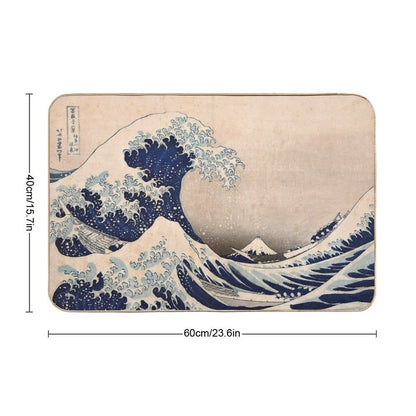 Classic Japanese Great Wave Off Kanagawa by Hokusai Wall Tapestry Traditional Version HD High Quality  Easy Maintenance Bath Mat