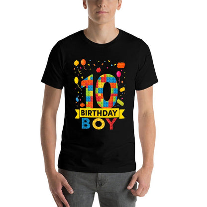 10 Year Old Building Blocks 10th Birthday Boy  High-quality Stitching T-Shirt
