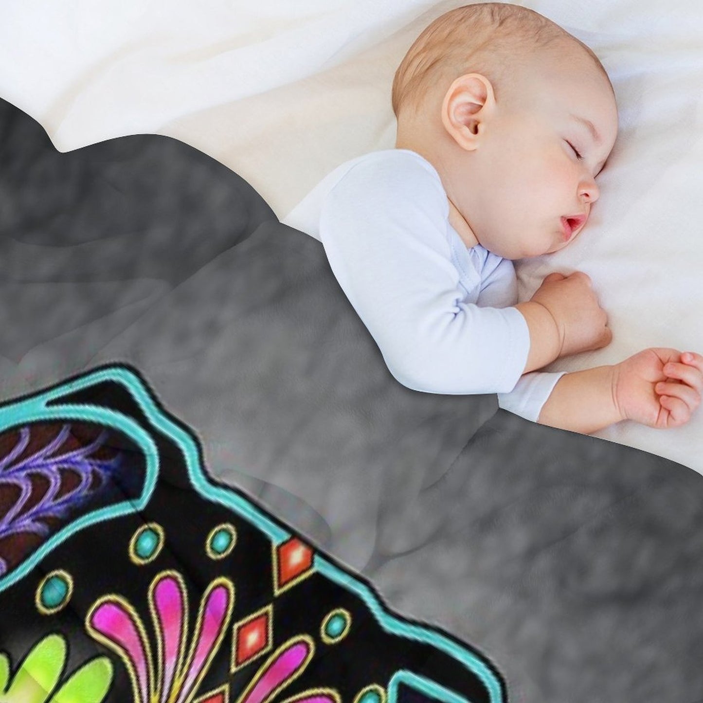 Boxer in Black- Day of The Dead Sugar Skull Dog Anti-pilling Throw Blanket