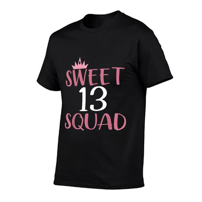 Sweet 13 Squad Thirteen Years Old Birthday  Trendy Pattern T-Shirt