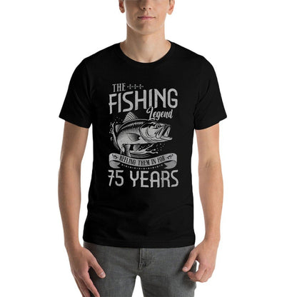Fishing Legend 75 Years Old Gift Fisherman 75th Birthday Men  Heathered Texture T-Shirt