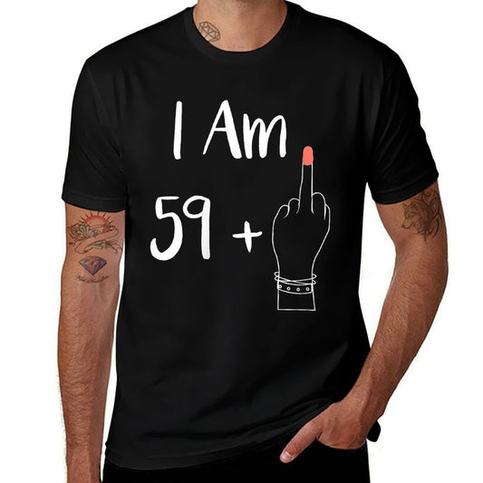 Womens I Am 59 Plus 1 Middle Finger For A 60th Women 60 Years Old  Cotton T-Shirt