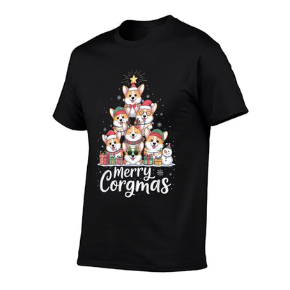 Cute Corgi Christmas Tree Santa Xmas Lights Corgmas Dog  High-quality Stitching T-Shirt