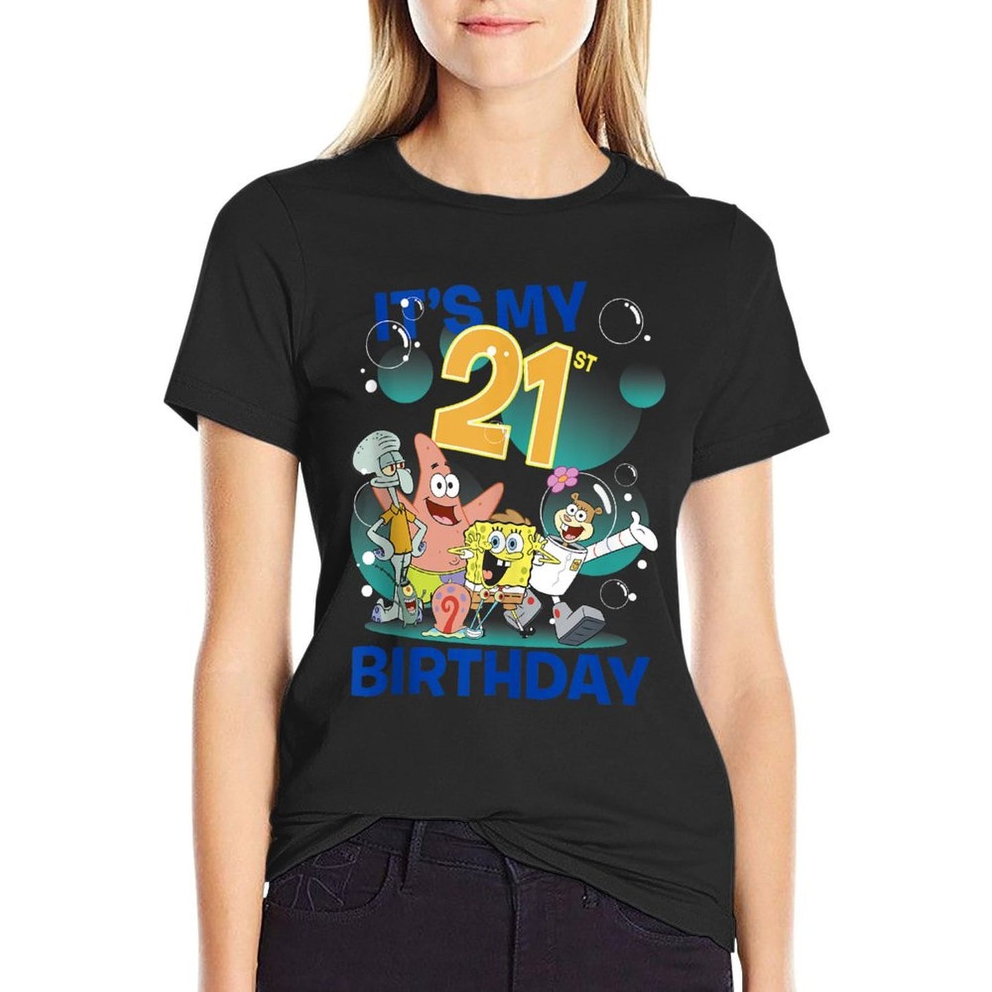 SpongeBob SquarePants It's My 21st Birthday Group Shot  Easy-care T-Shirt