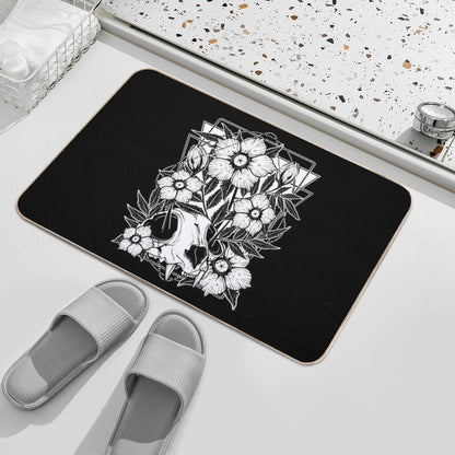 Cat Skull And Pretty Flowers  Pet-Safe Bath Mat