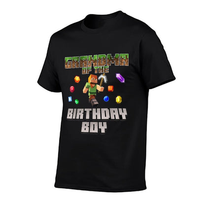 Grandma Of The Birthday Boy Video Gamer Pixel Number  Relaxed-fit T-Shirt