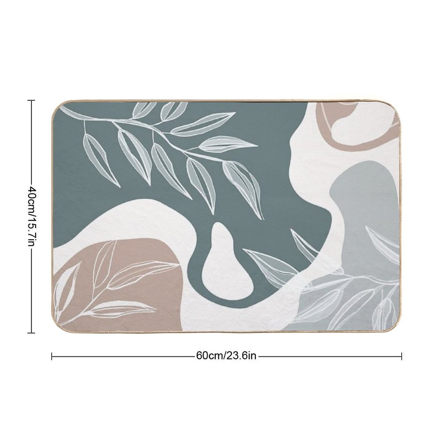 Abstract - Aqua And Beige Shapes, Lines And Leaves  Anti-Trip Bath Mat