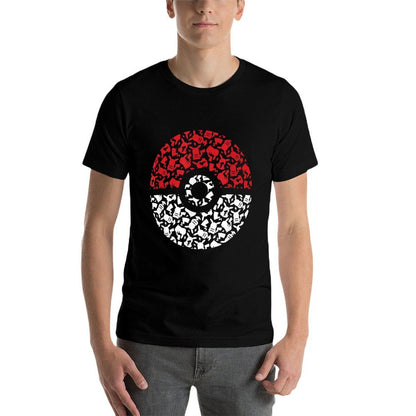Pokemon Unisex Adult Pikachu Pokeball Pattern, Black, Small  Durable T-Shirt