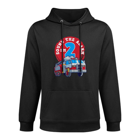 Kids 2nd Birthday Two Years Old Firetruck Firefighter Gift Shrink-Resistant Hoodie