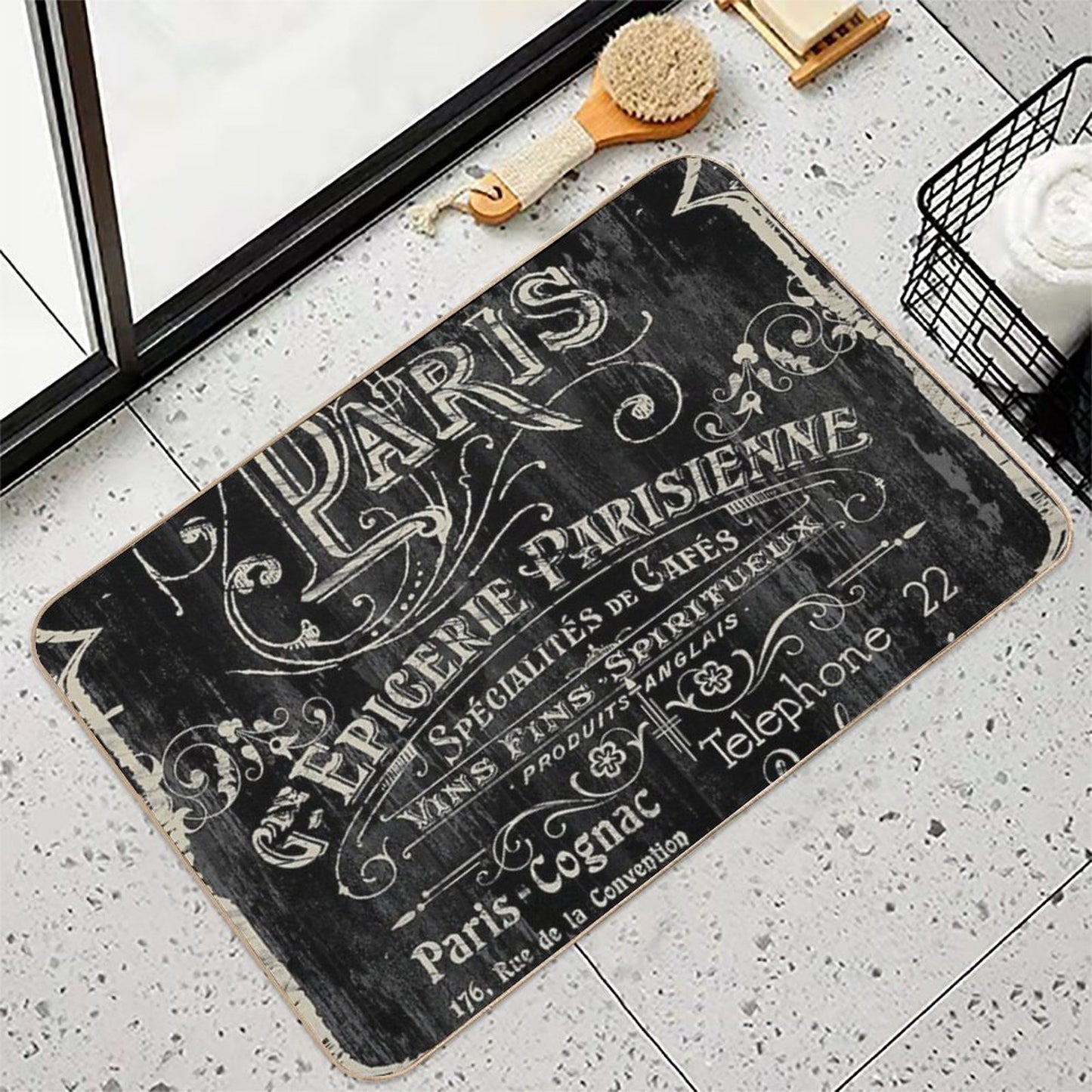Paris Bistro  Non-Slip Bath Mat