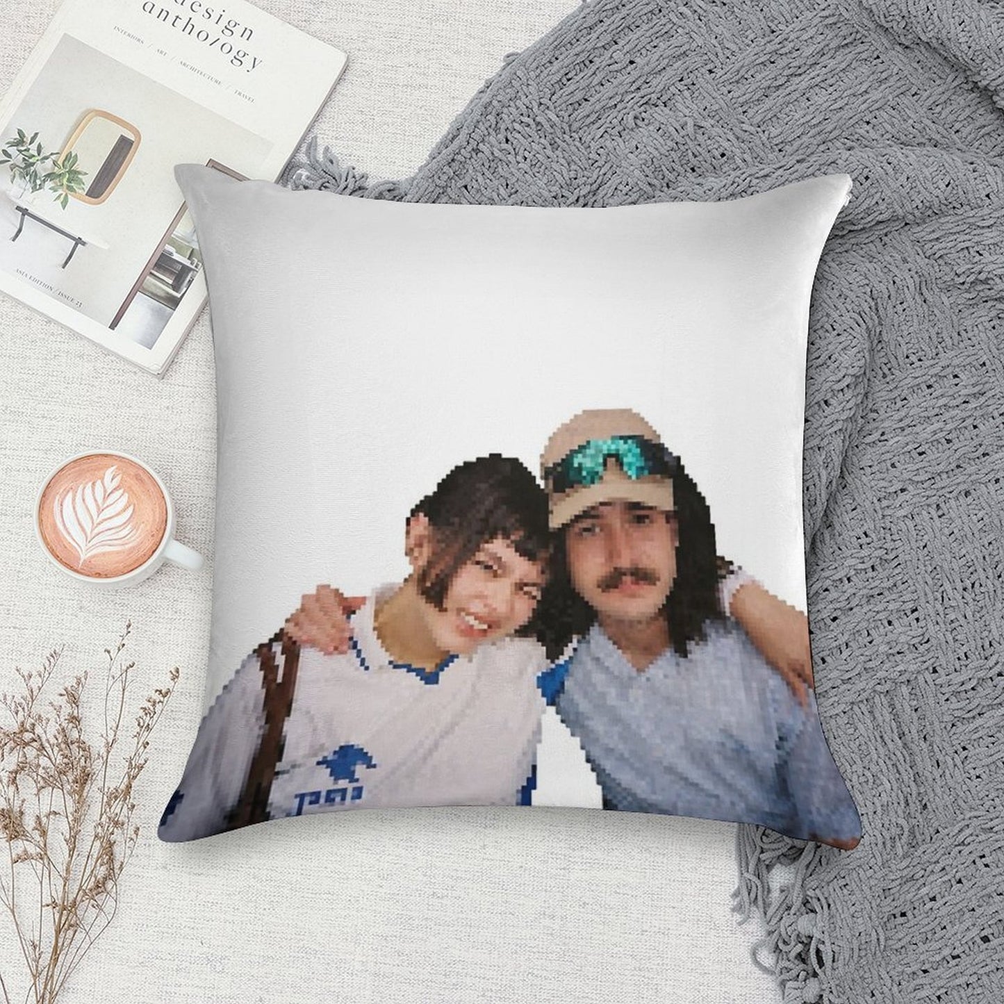 Pixel Drew And Enya Emergency Intercom Soft Warmth Comfort Throw Pillow