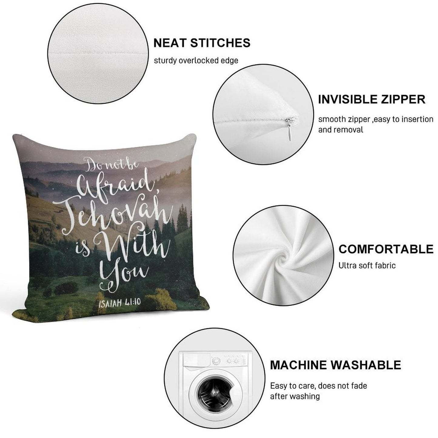 Do Not Be Afraid, Jehovah Is With You Soft Reinforced Edging Throw Pillow