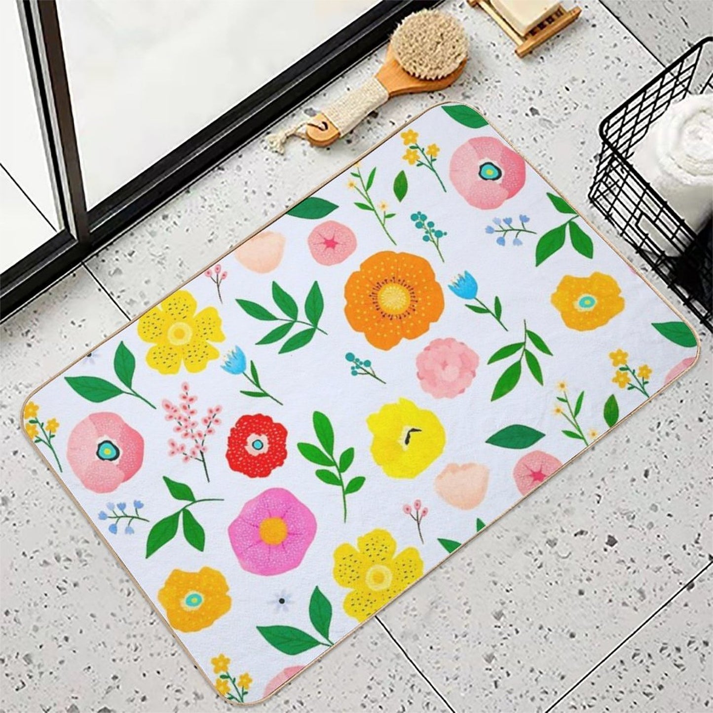 Floral Patterns  Dirt-Trapping Bath Mat
