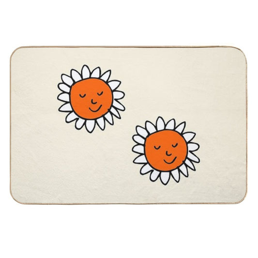 Spring Cat Sun Flower Beige  Stain-Proof Bath Mat