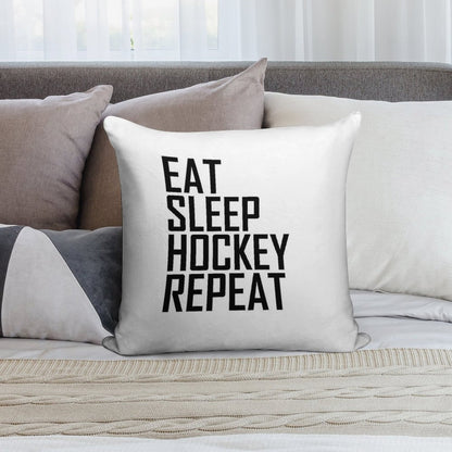 Eat Sleep Hockey Repeat- Hockey Lover Design Soft Skin-Friendly Throw Pillow