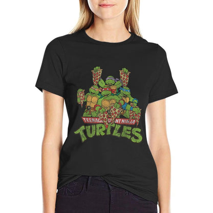 Teenage Mutant Ninja Turtles Multiple Smiles  Slices  Oversized Silhouette T-Shirt