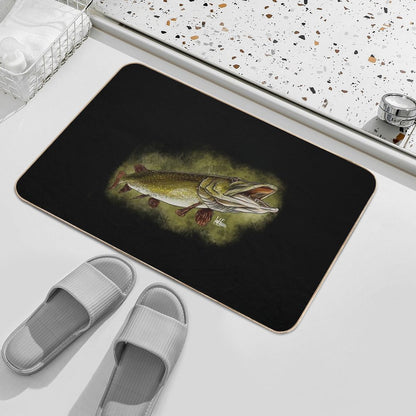 Open Mouth Pike  Fade-Resistant Bath Mat