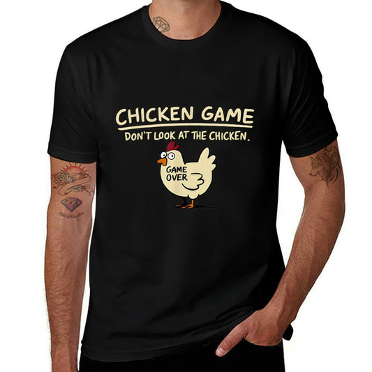 Chicken Game Don't Look At The Chicken Funny Chicken Rolled Sleeves T-Shirt