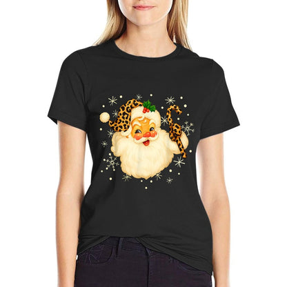 Funny Santa Claus Face Christmas Xmas Leopard Santa Hat  Affordable Price T-Shirt