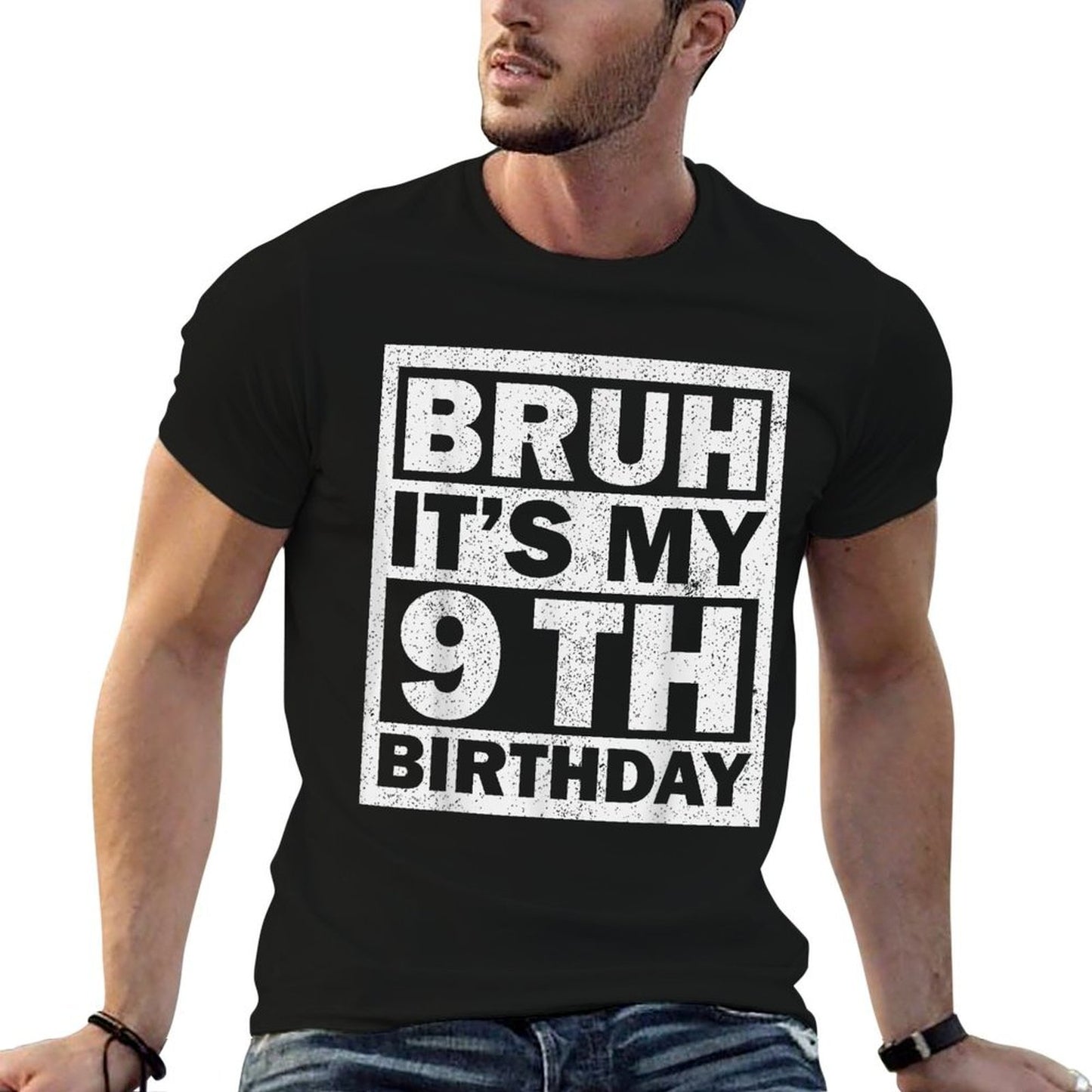 Bruh Its My 9th Birthday Vintage, 9yr Year Old Birthday Kids  Lightweight T-Shirt