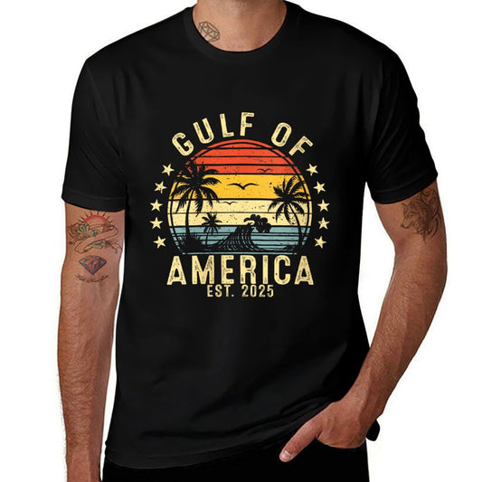 Womens Vintage Gulf Of USA America Funny USA Flag V-Neck Eco-friendly Material T-Shirt