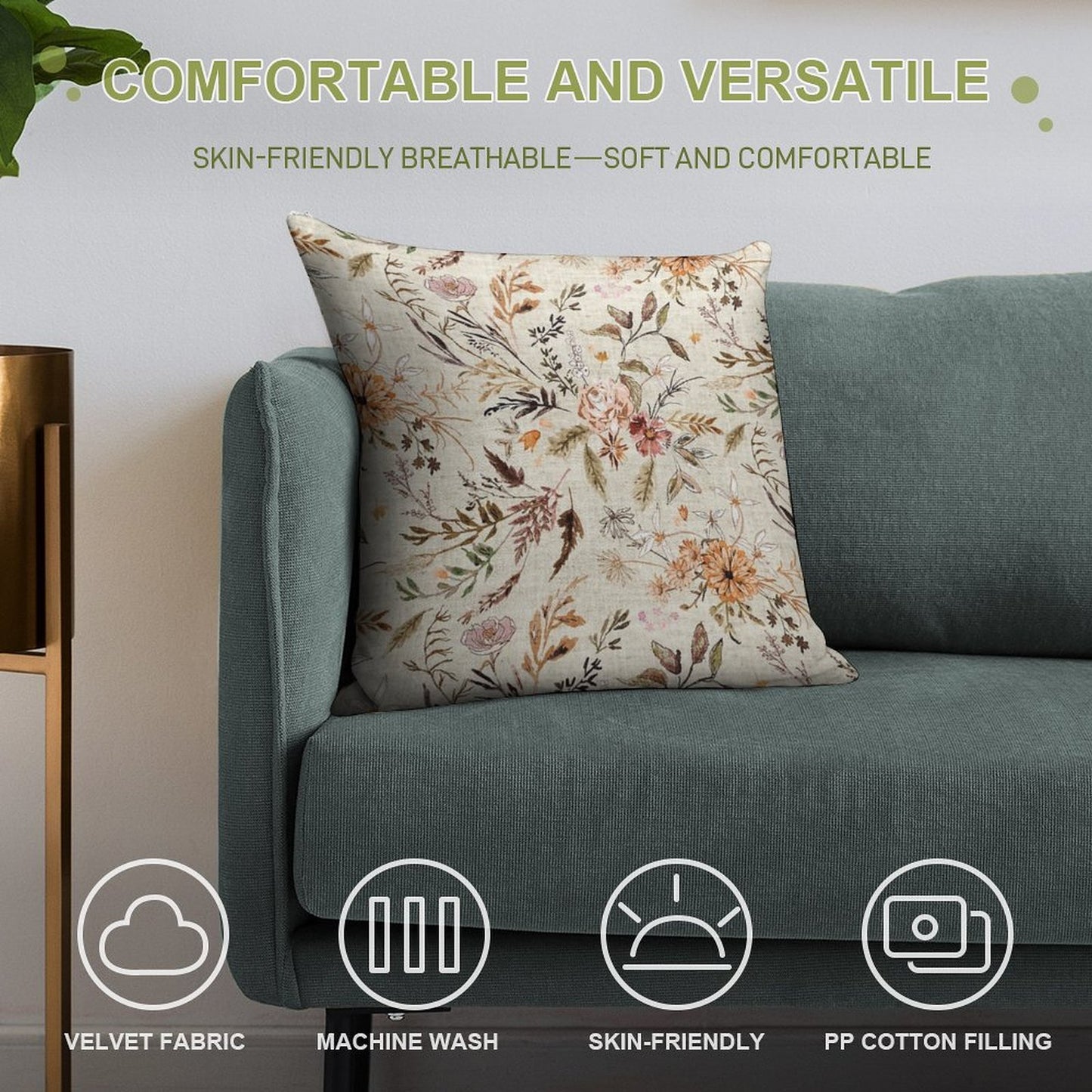 Delilah (autumn) Soft Washable Throw Pillow