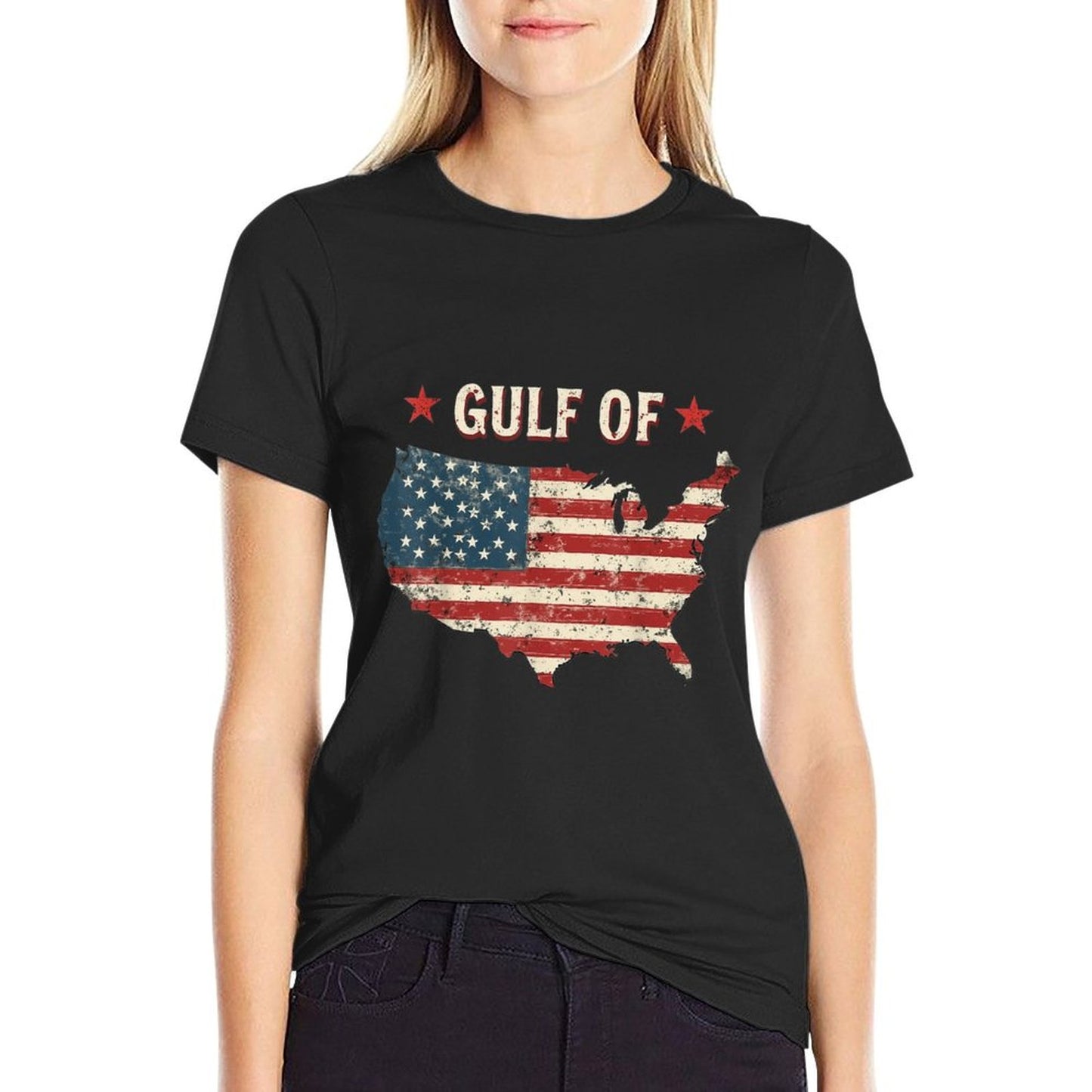 Gulf of USA America Funny USA Flag Vintage Retro Breathable T-Shirt