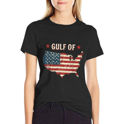 Gulf of USA America Funny USA Flag Vintage Retro Breathable T-Shirt