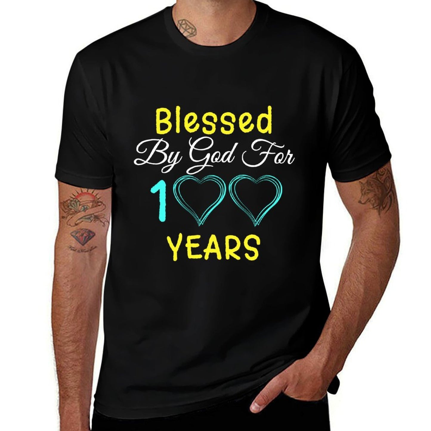 Blessed By God For 100 Years Happy 100th Birthday Gift  Oversized Silhouette T-Shirt