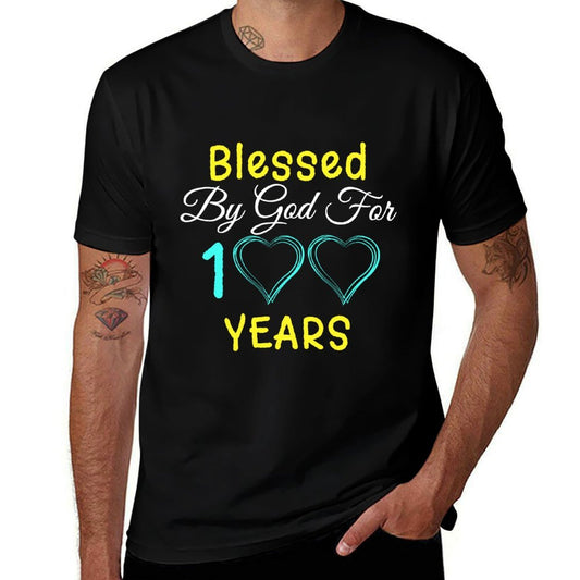 Blessed By God For 100 Years Happy 100th Birthday Gift  Oversized Silhouette T-Shirt
