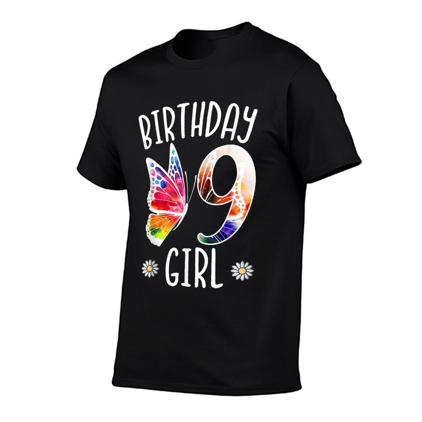 9th Birthday Girl Butterflies 9 Years Old Girls Butterfly  Versatile T-Shirt