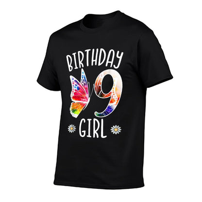 9th Birthday Girl Butterflies 9 Years Old Girls Butterfly  Versatile T-Shirt