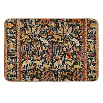 Antique Floral Persian Carpet with Animals Print  Eco-Friendly Bath Mat