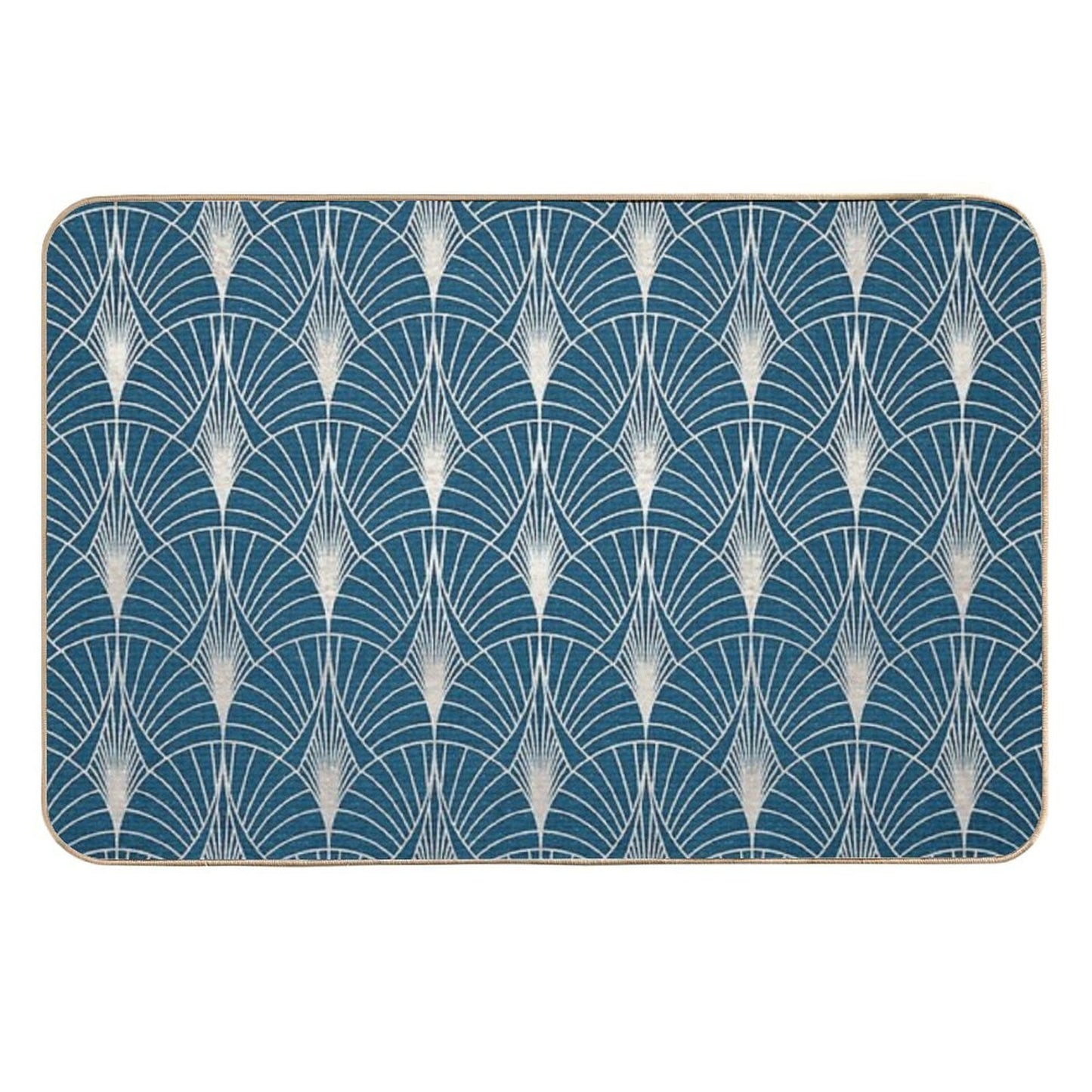 (Faux) Turquoise And (Faux) Silver Art Deco Pattern  Eco-Friendly Bath Mat